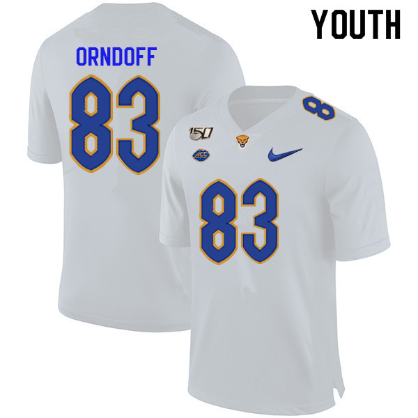 2019 Youth #83 Scott Orndoff Pitt Panthers College Football Jerseys Sale-White